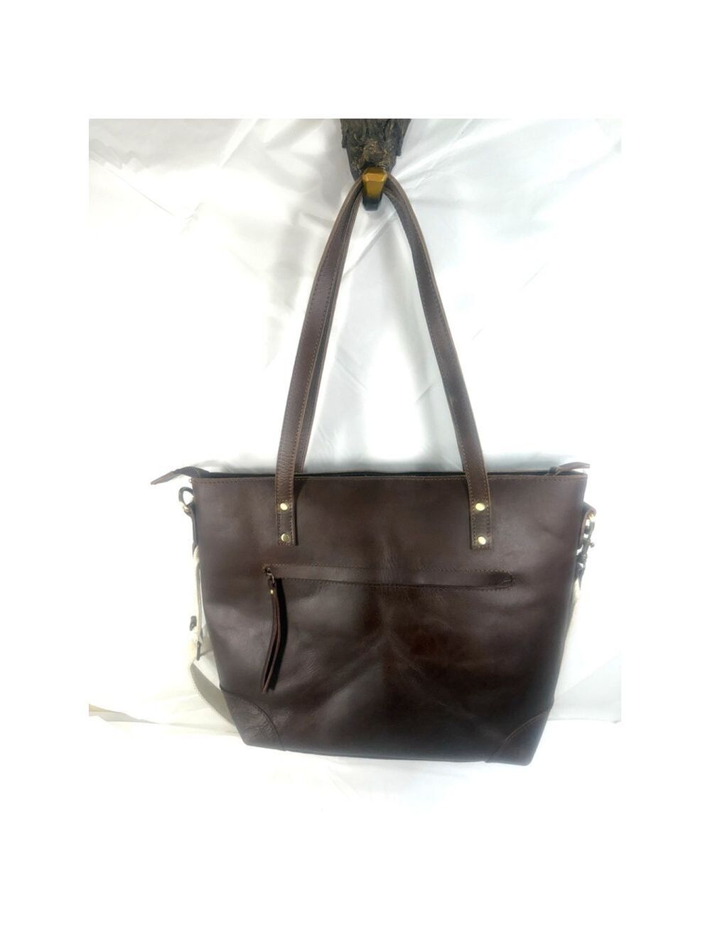 Montana Hudson The Eve Leather Zip Dk Brown Handmade Tote Bag